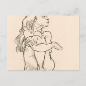 Sitzende Frau klappert ihr Links Knie Egon Schiele Postkarte (Vorderseite)