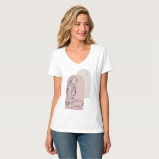 Sitzende Frau Linienkunst-T-Shirt – Ruhig & Elegan T-Shirt