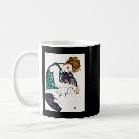 Sitzende Frau mit Bent Knees von Egon Schiele Kaffeetasse (Links)