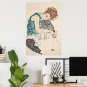 Sitzende Frau mit Kopf auf Kniekanvas drucken Poster (Heimbüro)