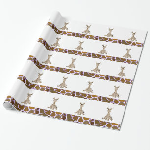 Sitzende Giraffe mit Giraffenfell-Druck Geschenkpapier