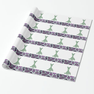 Sitzende Giraffe mit Giraffenfell-Druck Geschenkpapier