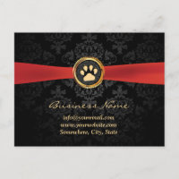Sitzende Gold-Paw & Red Ribbon Elegante Damaske
