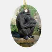 Sitzende Gorilla-Verzierung Keramikornament (Hinten)