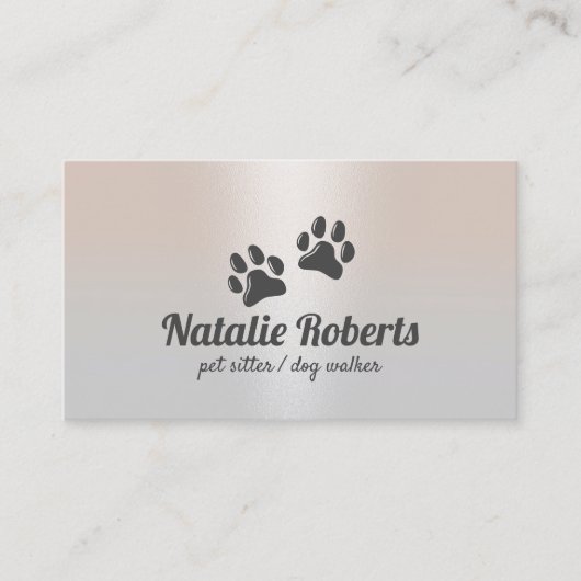 Sitzende Hunde-Paws-Logo-Klasse Silber Visitenkarte (Vorderseite)