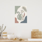 Sitzende Katze Boho Abstrakt Poster (Küche)