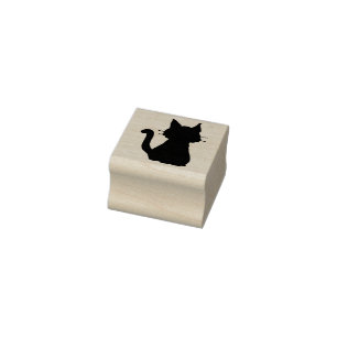 Sitzende Katzen-Silhouette Gummistempel