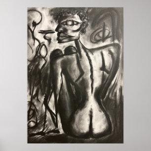 sitzende Kohlekunst Poster