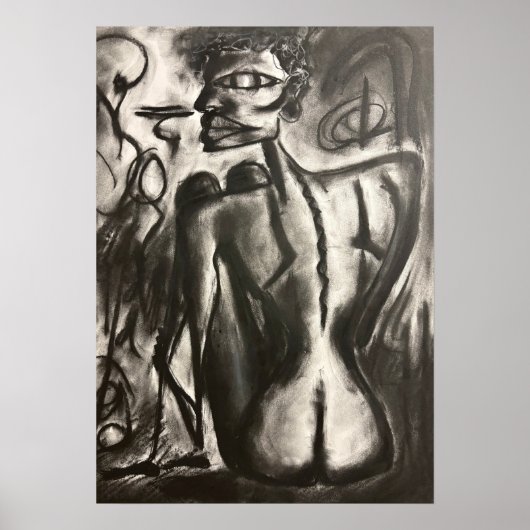 sitzende Kohlekunst Poster (Vorne)