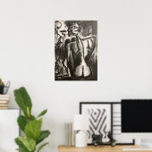 sitzende Kohlekunst Poster (Heimbüro)