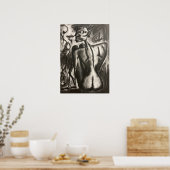 sitzende Kohlekunst Poster (Küche)