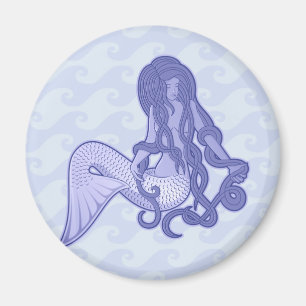 Sitzende Meerjungfrau Blau Magnet
