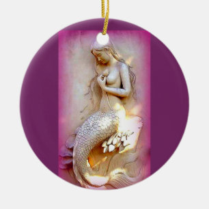 sitzende Meerjungfraulavendelverzierung Keramikornament