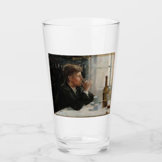 Sitzende Menschen verloren in Gedanken an den Tisc Glas (Vorderseite)