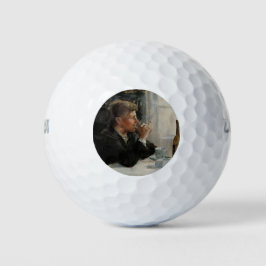 Sitzende Menschen verloren in Gedanken an den Tisc Golfball