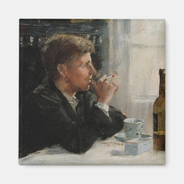 Sitzende Menschen verloren in Gedanken an den Tisc Magnet