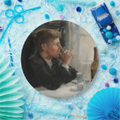 Sitzende Menschen verloren in Gedanken an den Tisc Pappteller (Party)