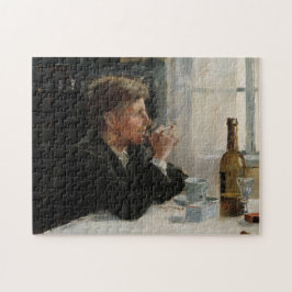 Sitzende Menschen verloren in Gedanken an den Tisc Puzzle