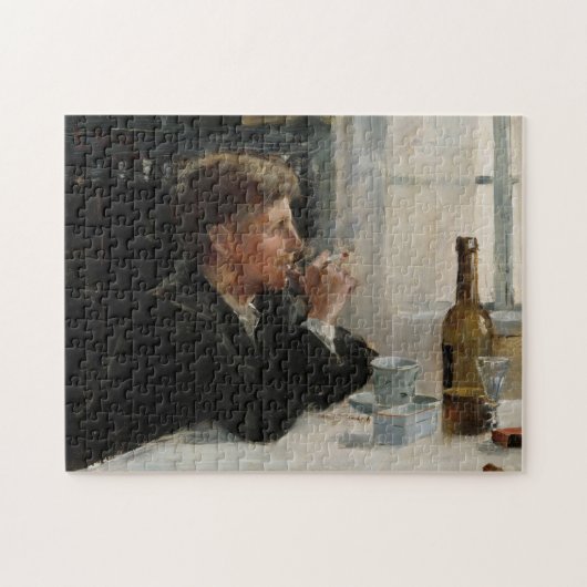 Sitzende Menschen verloren in Gedanken an den Tisc Puzzle (Horizontal)