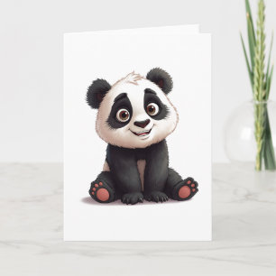 Sitzende Panda-Bär Cartoon-Illustration Kunstwerk Feiertagskarte