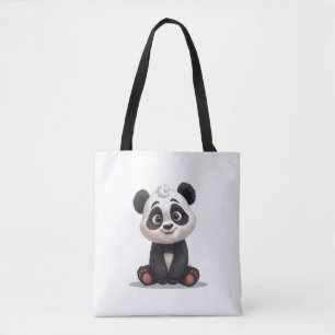 Sitzende Panda-Bär Cartoon-Illustration Kunstwerk Tasche