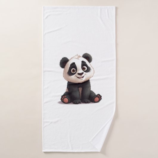Sitzende Panda-Bär-Cartoon-Illustrationskunst Badehandtuch (Badehandtuch)