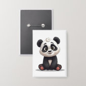 Sitzende Panda-Bär-Cartoon-Illustrationskunst Button (Vorderseite/Rückseite)