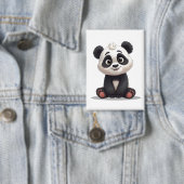 Sitzende Panda-Bär-Cartoon-Illustrationskunst Button (Insitu)