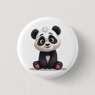 Sitzende Panda-Bär-Cartoon-Illustrationskunst Button