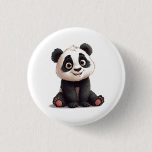 Sitzende Panda-Bär-Cartoon-Illustrationskunst Button