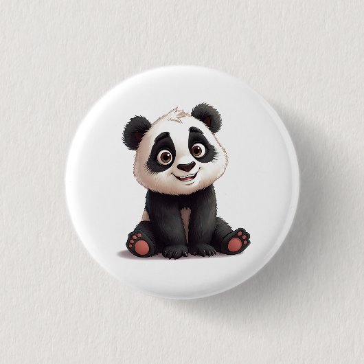 Sitzende Panda-Bär-Cartoon-Illustrationskunst Button (Vorderseite)