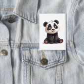 Sitzende Panda-Bär-Cartoon-Illustrationskunst Button (Insitu)