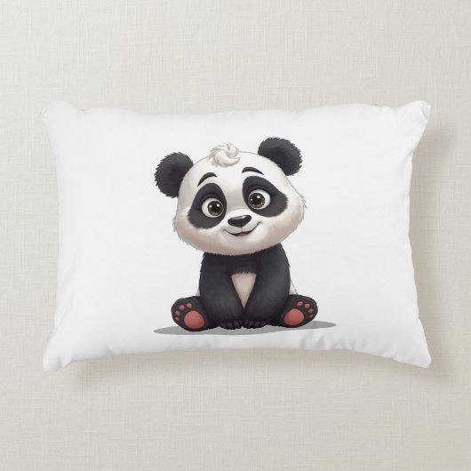 Sitzende Panda-Bär-Cartoon-Illustrationskunst Dekokissen (Vorderseite)
