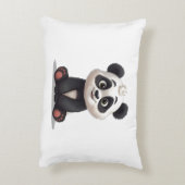 Sitzende Panda-Bär-Cartoon-Illustrationskunst Dekokissen (Rückseite(Vertikal))