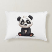 Sitzende Panda-Bär-Cartoon-Illustrationskunst Dekokissen (Rückseite)