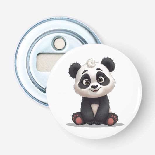 Sitzende Panda-Bär-Cartoon-Illustrationskunst Flaschenöffner (Vorderseite)