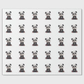 Sitzende Panda-Bär-Cartoon-Illustrationskunst Geschenkpapier (Flach)