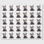 Sitzende Panda-Bär-Cartoon-Illustrationskunst Geschenkpapier (Flach)