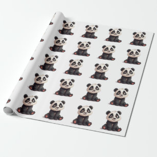 Sitzende Panda-Bär-Cartoon-Illustrationskunst Geschenkpapier