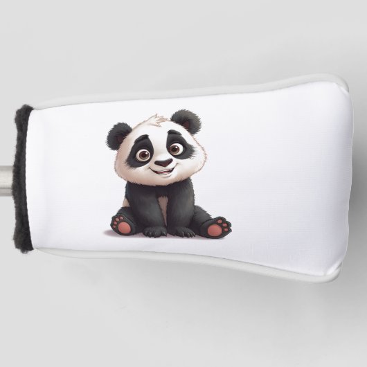 Sitzende Panda-Bär-Cartoon-Illustrationskunst Golf Headcover (Vorderseite)