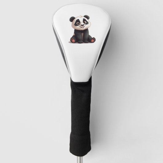 Sitzende Panda-Bär-Cartoon-Illustrationskunst Golf Headcover (Vorderseite)
