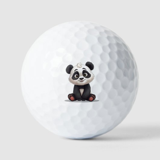 Sitzende Panda-Bär-Cartoon-Illustrationskunst Golfball (Vorderseite)