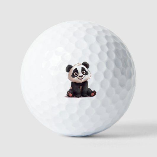 Sitzende Panda-Bär-Cartoon-Illustrationskunst Golfball (Vorderseite)