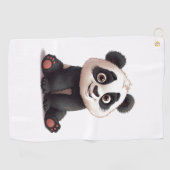 Sitzende Panda-Bär-Cartoon-Illustrationskunst Golfhandtuch (Horizontal)