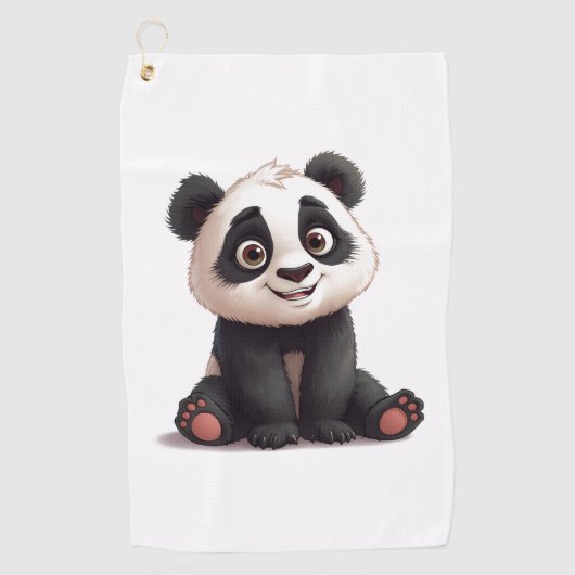 Sitzende Panda-Bär-Cartoon-Illustrationskunst Golfhandtuch (Vorderseite)