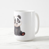 Sitzende Panda-Bär-Cartoon-Illustrationskunst Kaffeetasse (VorderseiteRechts)