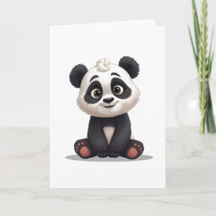 Sitzende Panda-Bär-Cartoon-Illustrationskunst Karte
