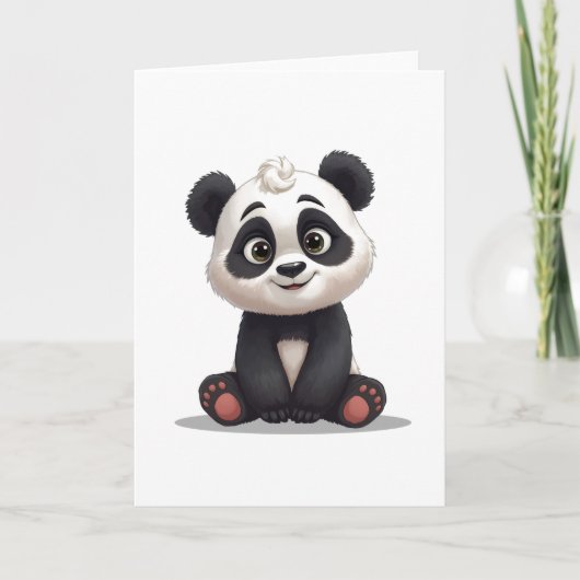 Sitzende Panda-Bär-Cartoon-Illustrationskunst Karte (Vorderseite)