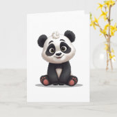 Sitzende Panda-Bär-Cartoon-Illustrationskunst Karte (Gelbe Blume)