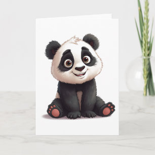 Sitzende Panda-Bär-Cartoon-Illustrationskunst Karte